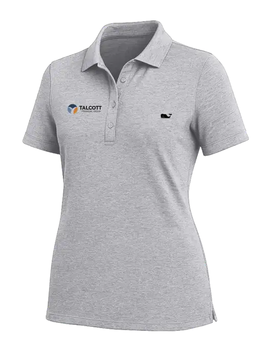 Vineyard Vines Womens Light Grey Edgartown Pique Polo w/Talcott Logo