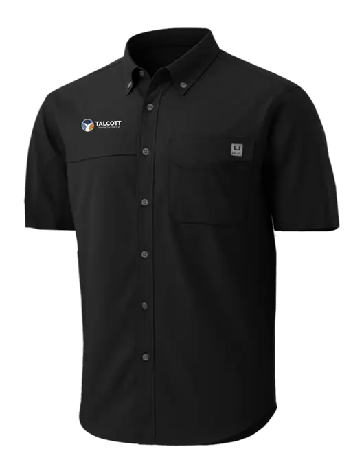 HUK Black Tide Point Short Sleeve Shirt w/Talcott Logo
