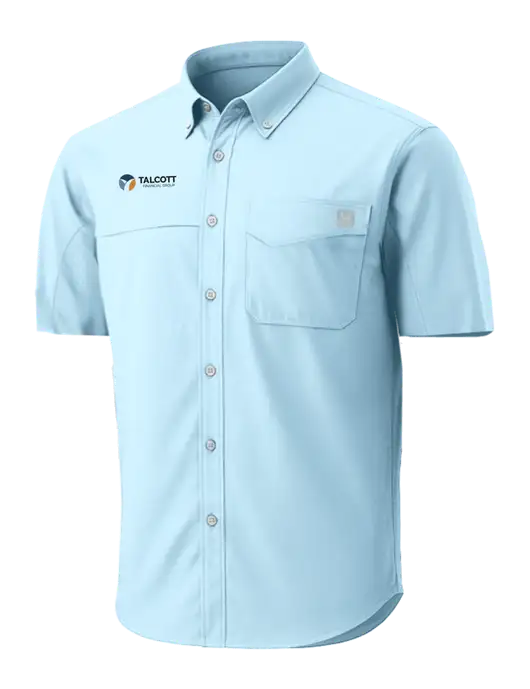 HUK Light Blue Tide Point Short Sleeve Shirt w/Talcott Logo