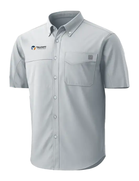 HUK Light Grey Tide Point Short Sleeve Shirt w/Talcott Logo
