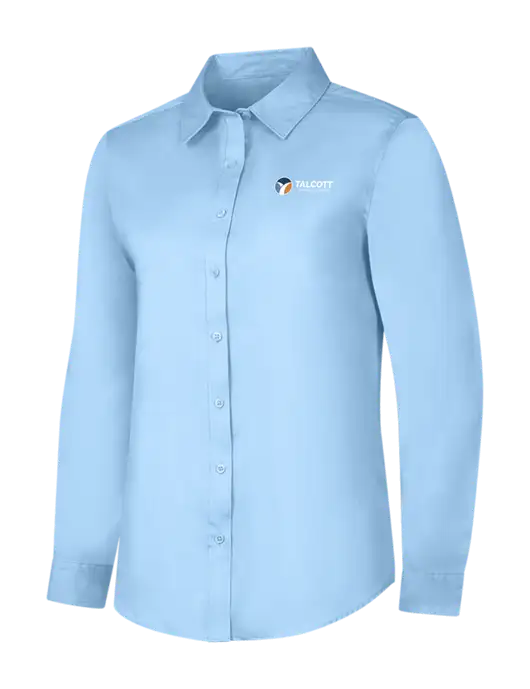 Womens Light Blue Long Sleeve Superpro React Twill Shirt w/Talcott Logo