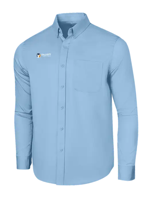 Long Sleeve Light Blue Superpro React Twill Shirt w/Talcott Logo