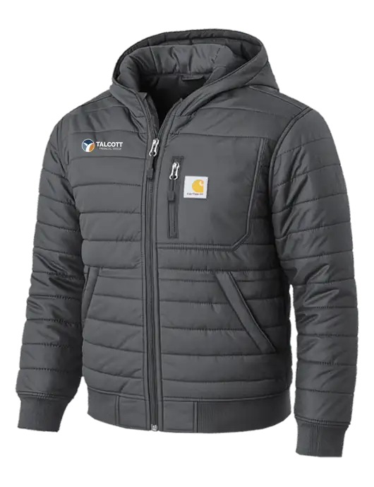 Carhartt Gilliam Insulated Dark Grey Hooded Jacket w/Talcott Logo