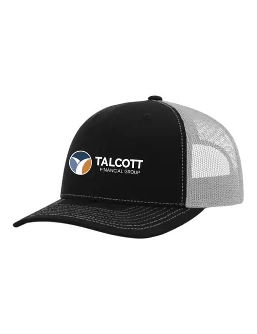 Richardson Adjustable Snapback Original 112 Trucker Cap Black w/White Mesh w/Talcott Logo