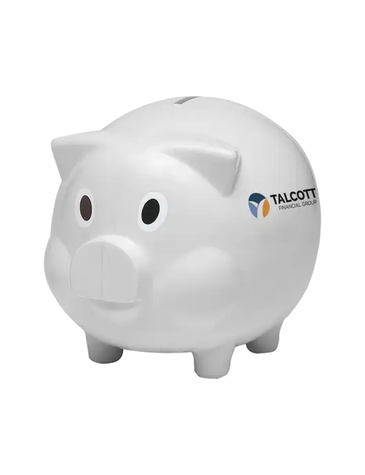 White Piggy Bank w/Talcott Logo