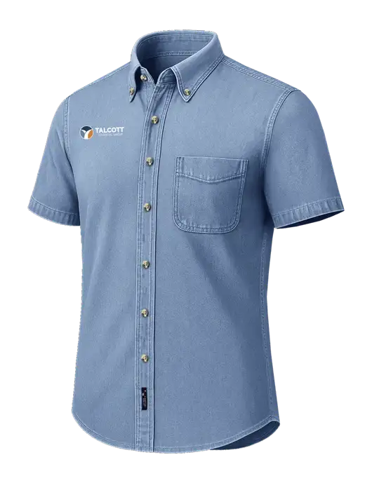 Short Sleeve Light Blue Denim Shirt w/Talcott Logo