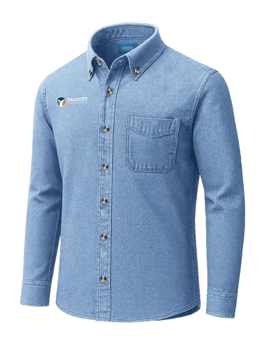 Long Sleeve Light Blue Denim Shirt
 w/Talcott Logo