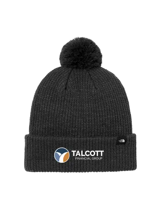 The North Face Black Heather Pom Beanie w/Talcott Logo