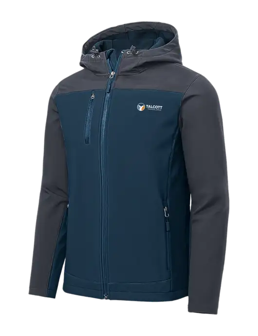 Hooded Core Navy/Dark Grey Soft Shell Jacket w/Talcott Logo