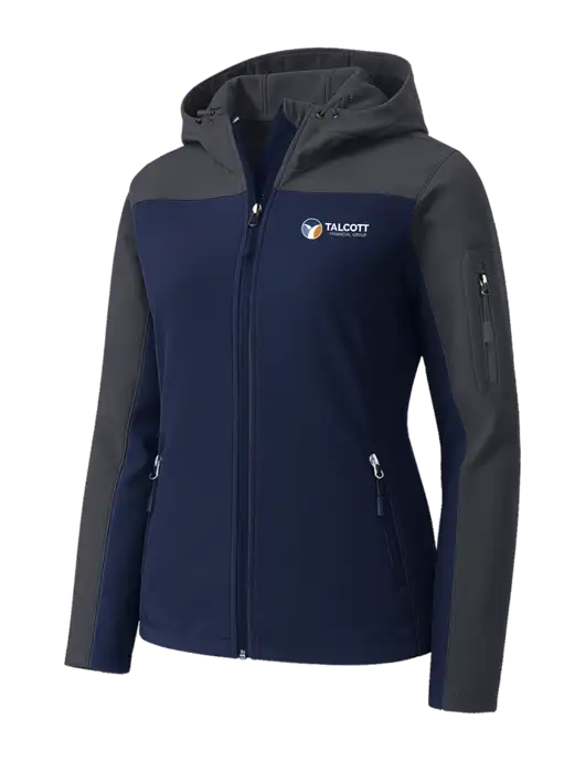 Womens Hooded Core Navy/Dark Grey Soft Shell Jacket w/Talcott Logo