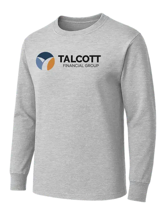 Light Grey Heather Heavyweight Long Sleeve 6.1 oz T-Shirt w/Talcott Logo