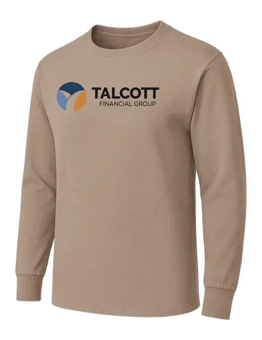 Dark Tan Heavyweight Long Sleeve 6.1 oz T-Shirt w/Talcott Logo