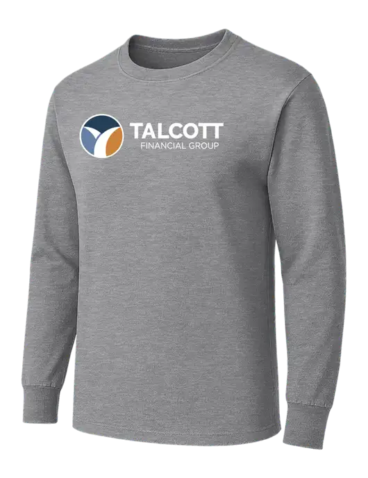 Medium Grey Heather Heavyweight Long Sleeve 6.1 oz T-Shirt w/Talcott Logo