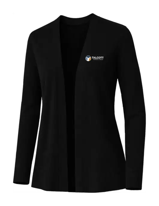 Brooks Brothers Womens Cotton Stretch Long Black Cardigan Sweater w/Talcott Logo