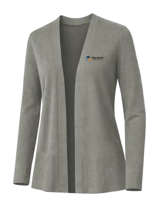 Brooks Brothers Womens Cotton Stretch Long Light Grey Cardigan Sweater w/Talcott Logo