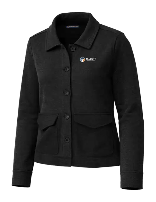 Brooks Brothers Womens Mid-Layer Black Heather Stretch Button Jacket w/Talcott Logo