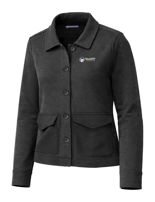 Brooks Brothers Womens Mid-Layer Very Dark Grey Heather Stretch Button Jacket w/Talcott Logo