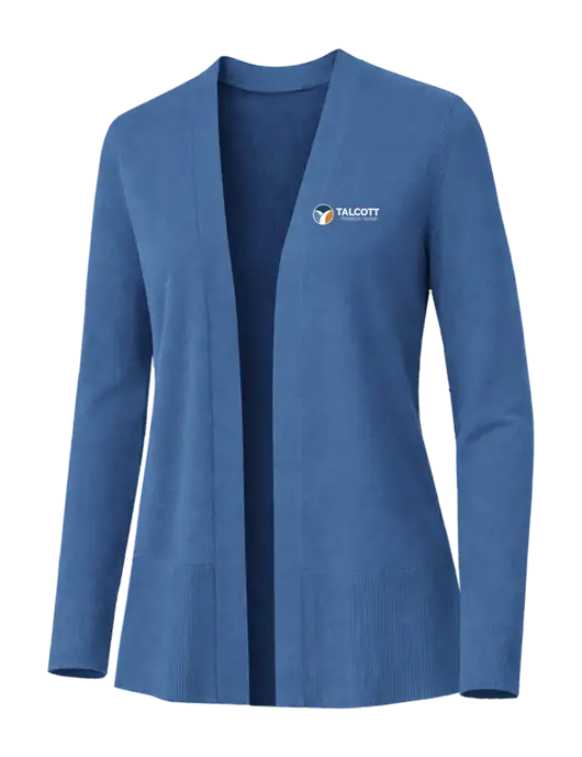 Brooks Brothers Womens Cotton Stretch Long Light Blue Cardigan Sweater w/Talcott Logo