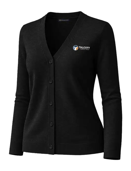 Brooks Brothers Womens Cotton Stretch Black Cardigan Sweater w/Talcott Logo