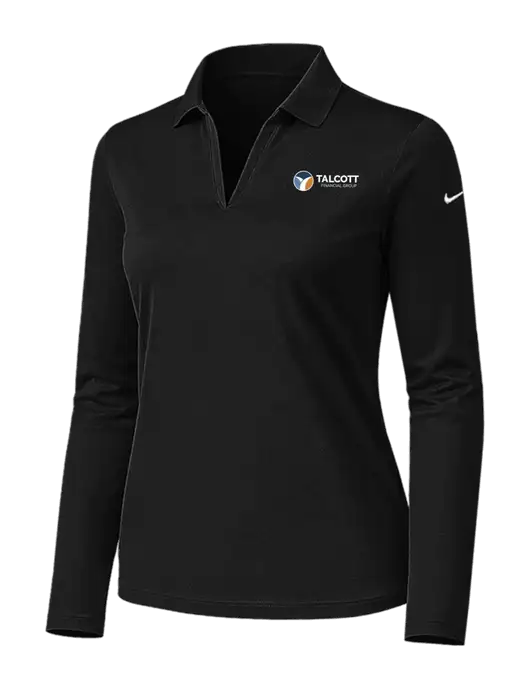 Nike Womens Black Dri-FIT Micro Pique 2.0 Long Sleeve Polo w/Talcott Logo