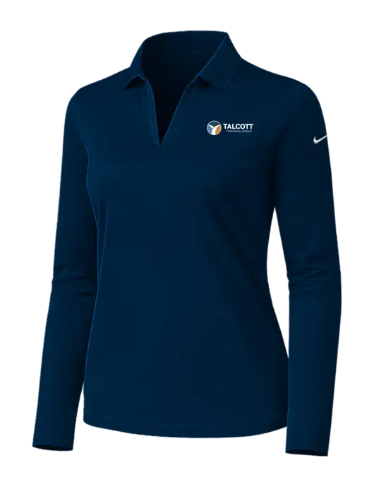 Nike Womens Navy Dri-FIT Micro Pique 2.0 Long Sleeve Polo w/Talcott Logo