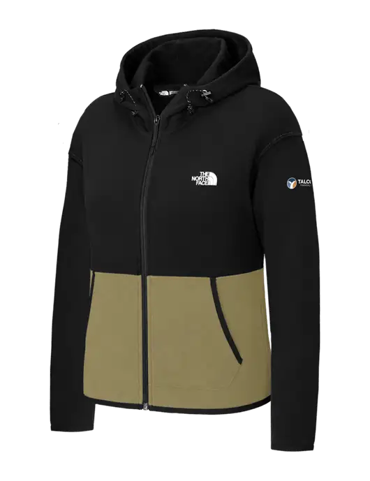 The North Face Womens Black/Dark Tan Double-Knit Full-Zip Hoodie w/Talcott Logo