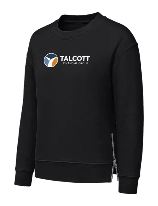 Womens Black Dual Side Zippers Crewneck w/Talcott Logo