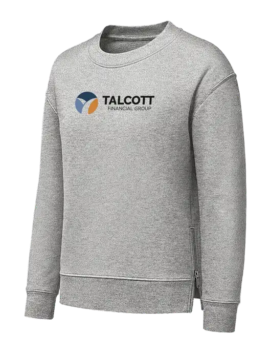 Womens Medium Grey Heather Dual Side Zippers Crewneck w/Talcott Logo